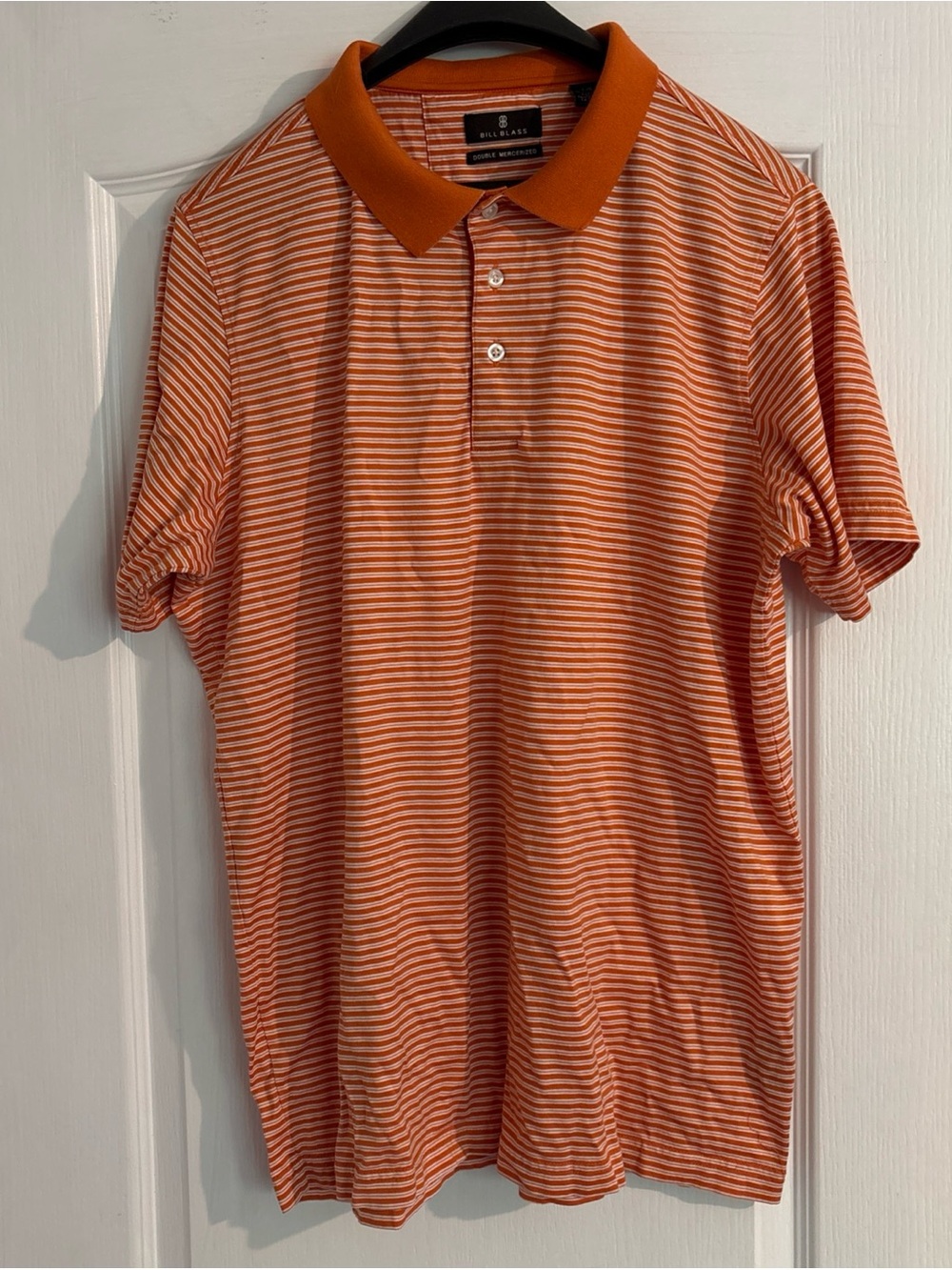 bill blass Orange and White Striped Polo Shirt